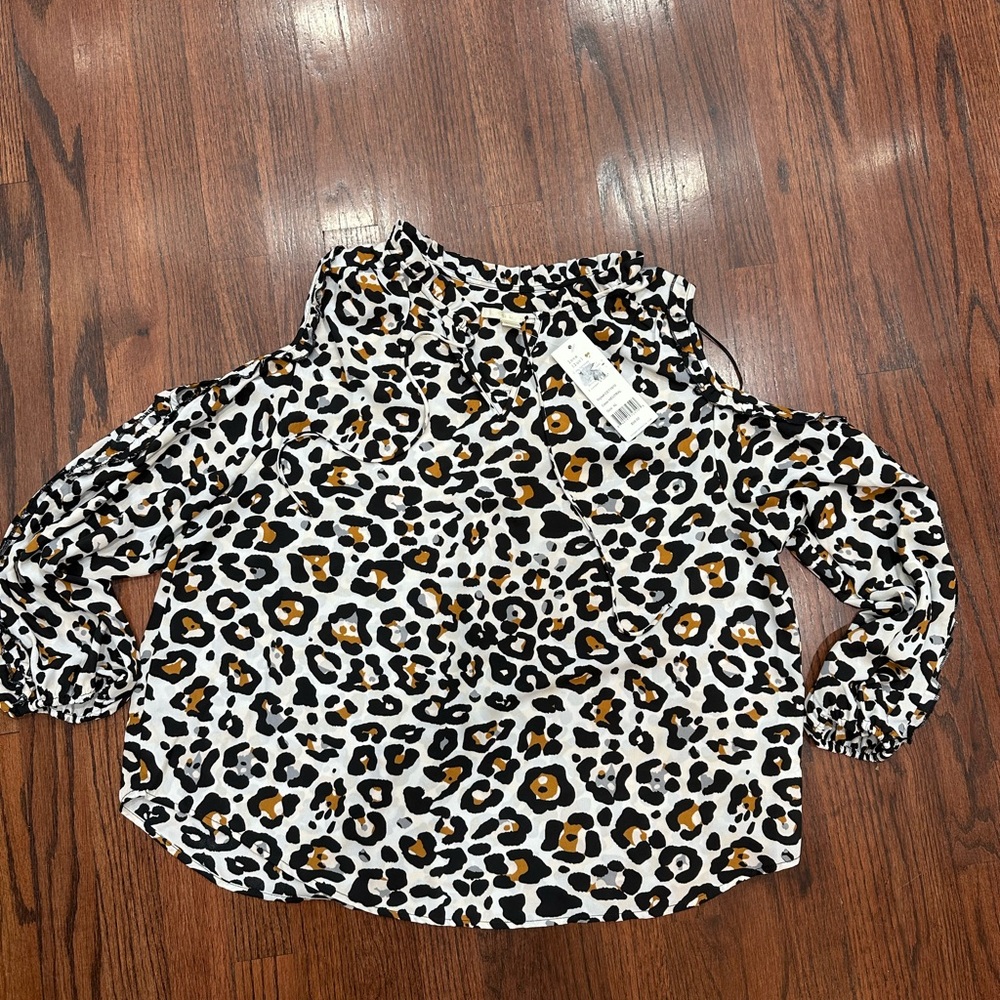 Cooper & Ella Black and White Ruffled Smocked Blouse